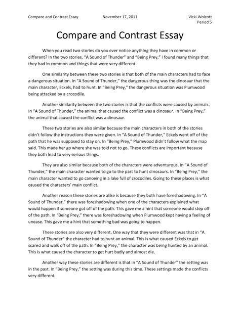 writing compare and contrast essay college vs high school